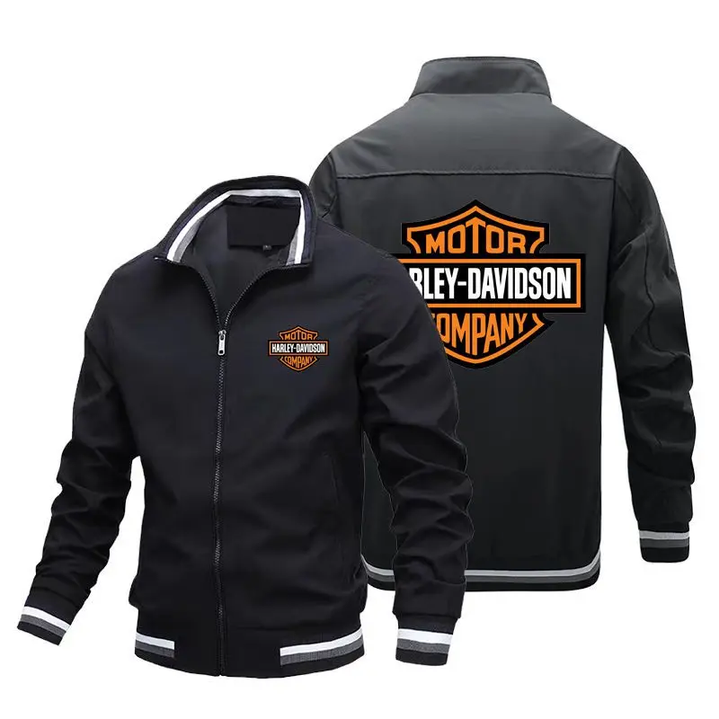 

Harley logo printed jacket trendy all-match cycling jacket sports leisure foreign trade ribbed jacket Harley Davidson jacket