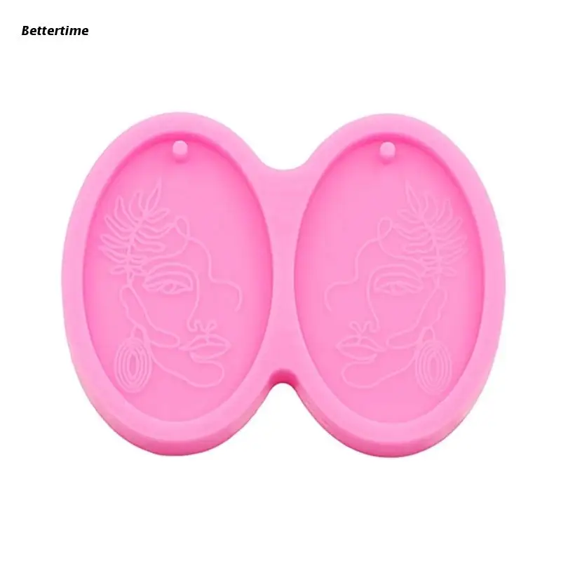 

B36D Shiny Portrait Earrings UV Crystal Epoxy Mold Keychain Pendant Resin Silicone Mould DIY Crafts Jewelry Casting Tools