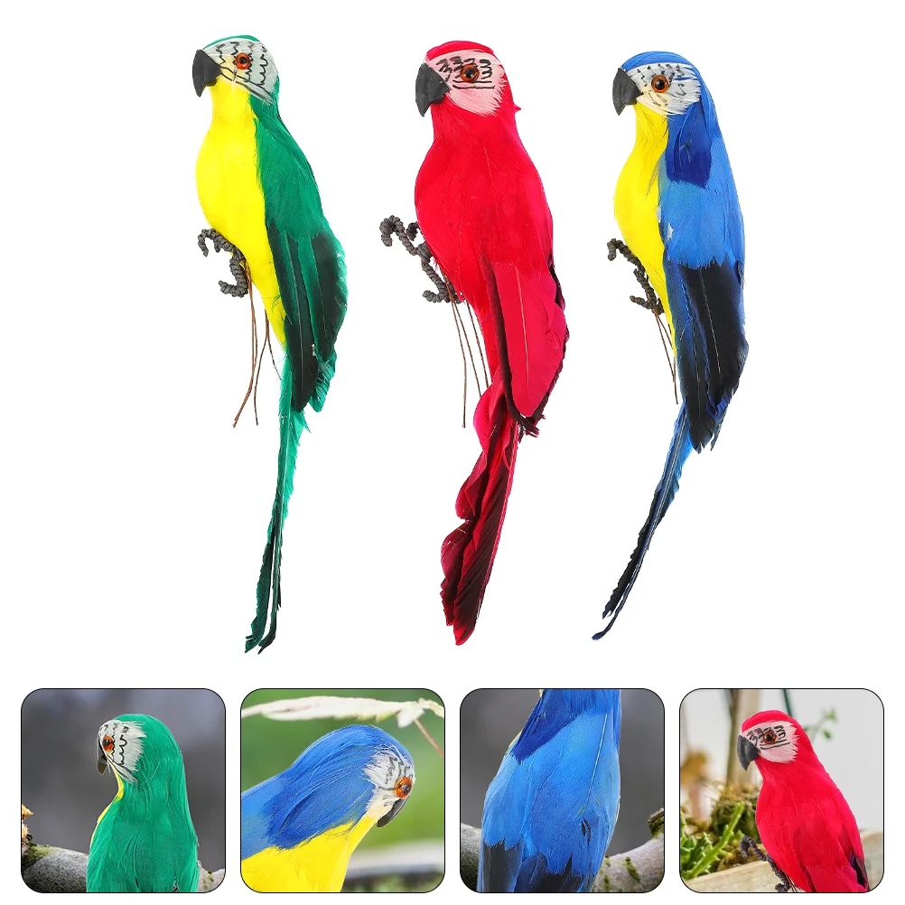 

Parrot Bird Wall Foam Garden Decor Figurine Birds Ornament Feathered Sculpture Wedding Fake Pigeon Statue Model Artificial