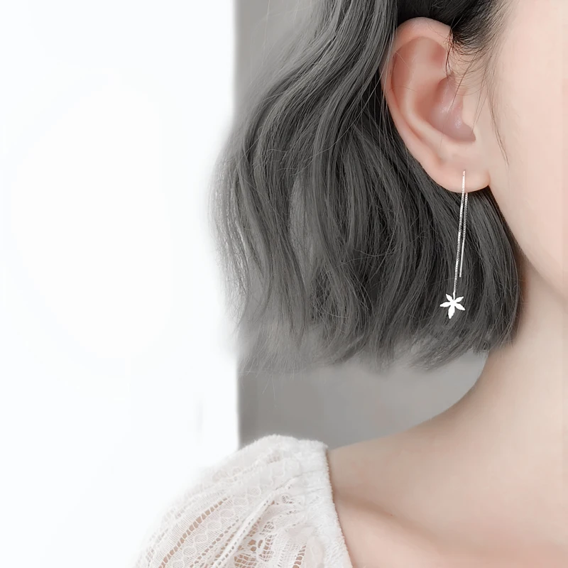 

Maple Leaf Dangle Drop Earring Plant leaves Long Tassels Earring For Wome Ear Line Chain Fashion Earring