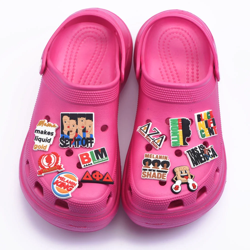 

Best Sale Shoes Decorations Melanin King BLM Croc Shoe Charms Cloudy Sunshine Windy Rainy Tornado Accessories Kid Birthday Gift