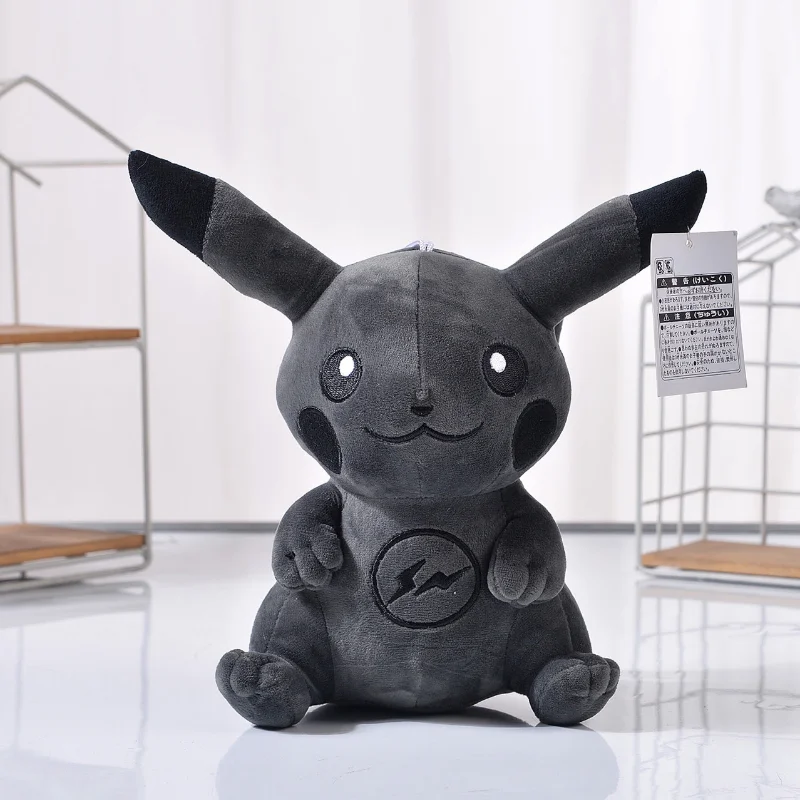 

25CM Pokemon Black Lightning Series Pikachu Plush Doll Toys Cartoon Cute Anime Figure Stuffed Model Doll Children's Xmas Gifts