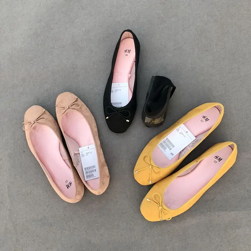 

Bow-Knot Shoes Woman Flats Autumn Square Toe Casual Female Sneakers All-Match Butterfly Dress Fall Summer Comfortable Ballerinas