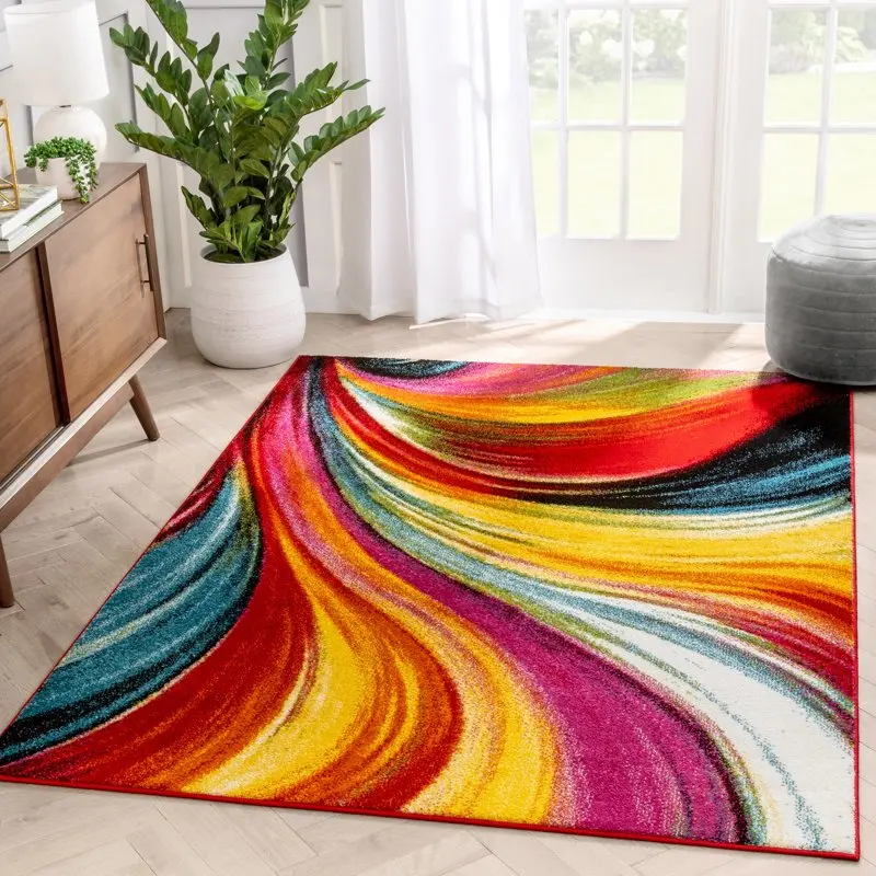 

Viva Abstract Modern Area Rugs, Red
