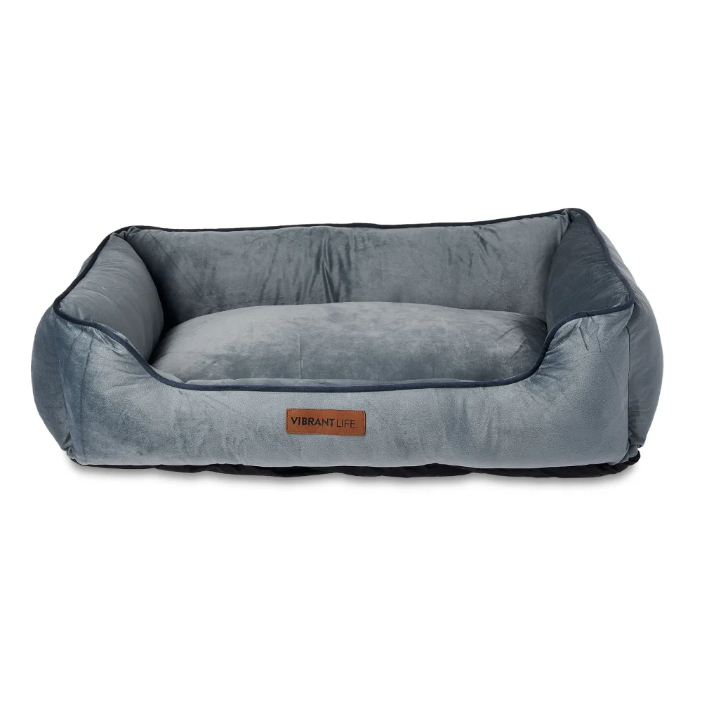 

Vibrant Life Large Faux Velvet Box Dog Bed, Gray Dog Beds Dog House Dog Beds for Medium Dogs for Dog