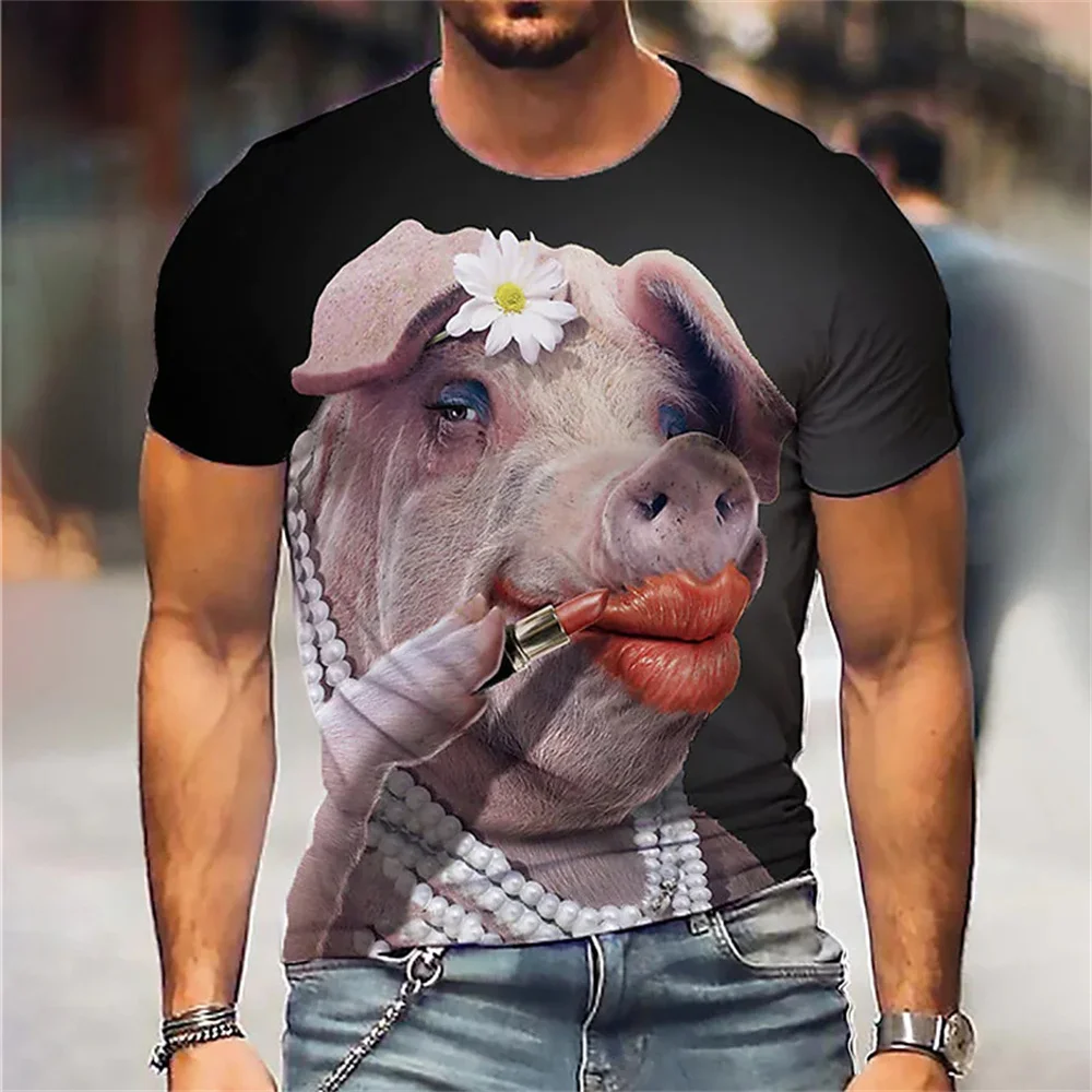 

Luxury T-shirt 2022 Men's T-shirt Animal Pig T-shirts Men T Shirt For Men Men's Clothing Oversized Shirts Streetwear Harajuku