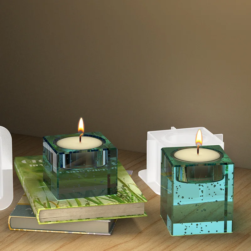 

Square Candle Holder Ornament Silicone Mould DIY Crystal Epoxy Resin Mold