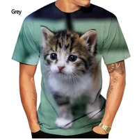 new fashion cool cat t shirt mens and womens casual short sleeved animal 3d printing t shirt