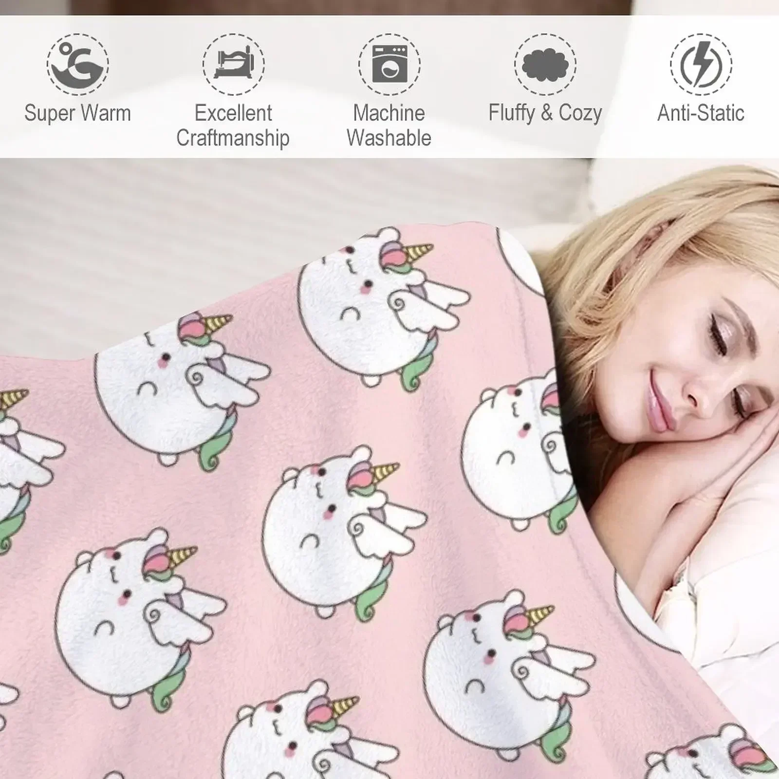 Новое милое летящее одеяло с единорогом-милыми животными декоративное в стиле