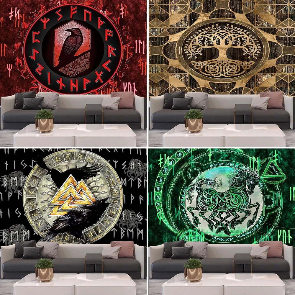 

Настенный подвесной фон ткань ворона гобелен медитация психоделическая Руна настенное искусство Психоделическое искусство