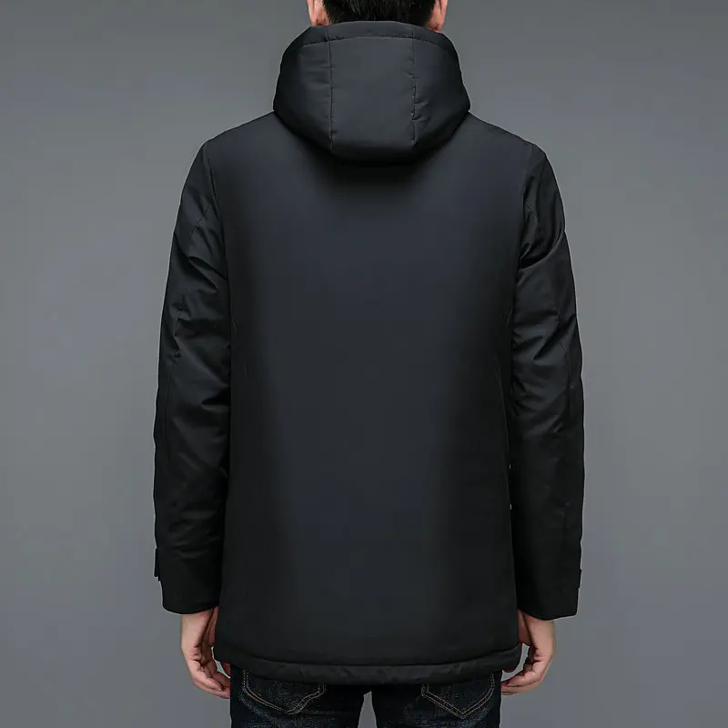 2022 Winter Men Basic Puffer Parkas Navy Blue Black Hooded Thicken Puff Coats Male Smart Casual Warm Thermal Overcoats Outerwear