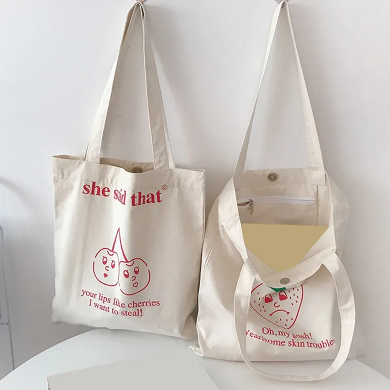 

Вместительная сумка-тоут Kawaii, сумки для покупок манга, сумки в стиле Харадзюку, сумки на плечо, Холщовая Сумка, повседневная женская элегант...