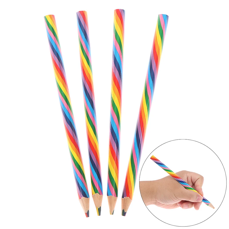 4Pcs/pack Kawaii 4 Color Concentric Rainbow Pencil Crayons C