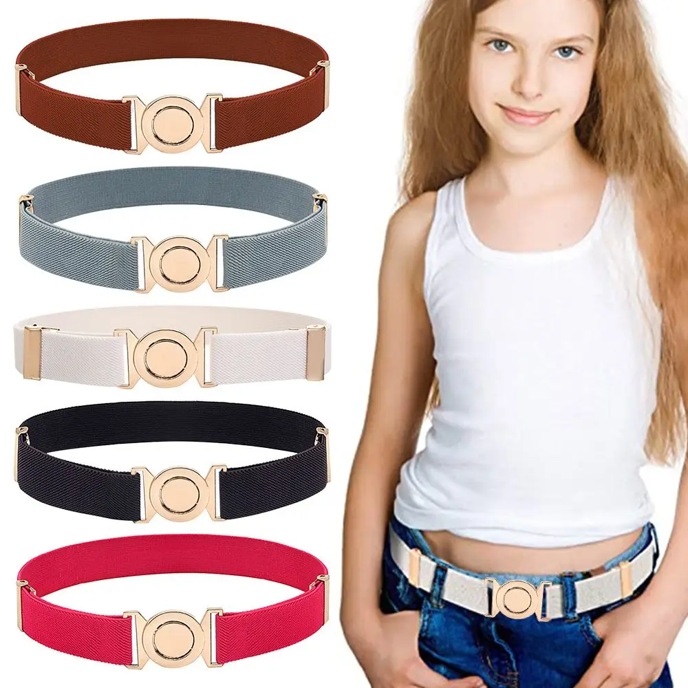

Teen Dress Decoration Adjustable Kids Waist Belt Waistband Opposite Buckle Elastic Belts