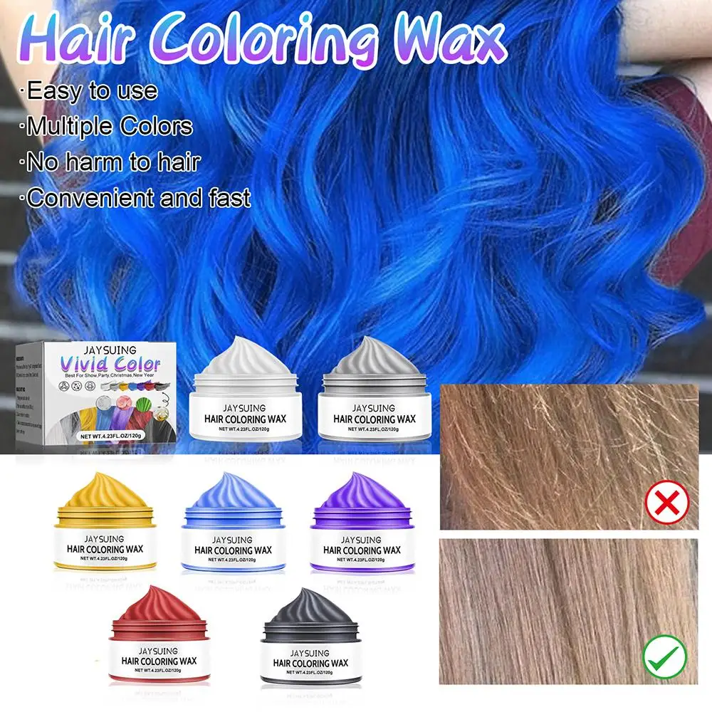 

120g Temporary Unisex Hair Color Wax Mud Dye Styling Hair Hair Coloring DIY Use Easy Wax Hair Color To Care Cream Dye O5N4