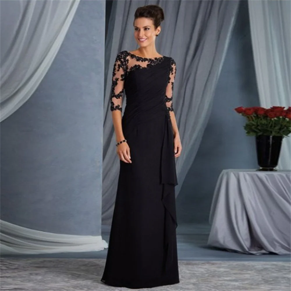 Elegant Women Prom Party Evening Dress 2023 New in Female Bride Sleeves Appliques Lace Long Gown Ladies Weddings Guest Vestidos