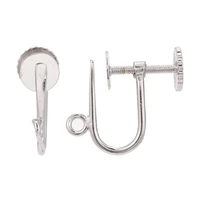4pcs2 pairs sterling silver 925 screw back non pierced earring findings platinum 13x7mm hole 1 5mm