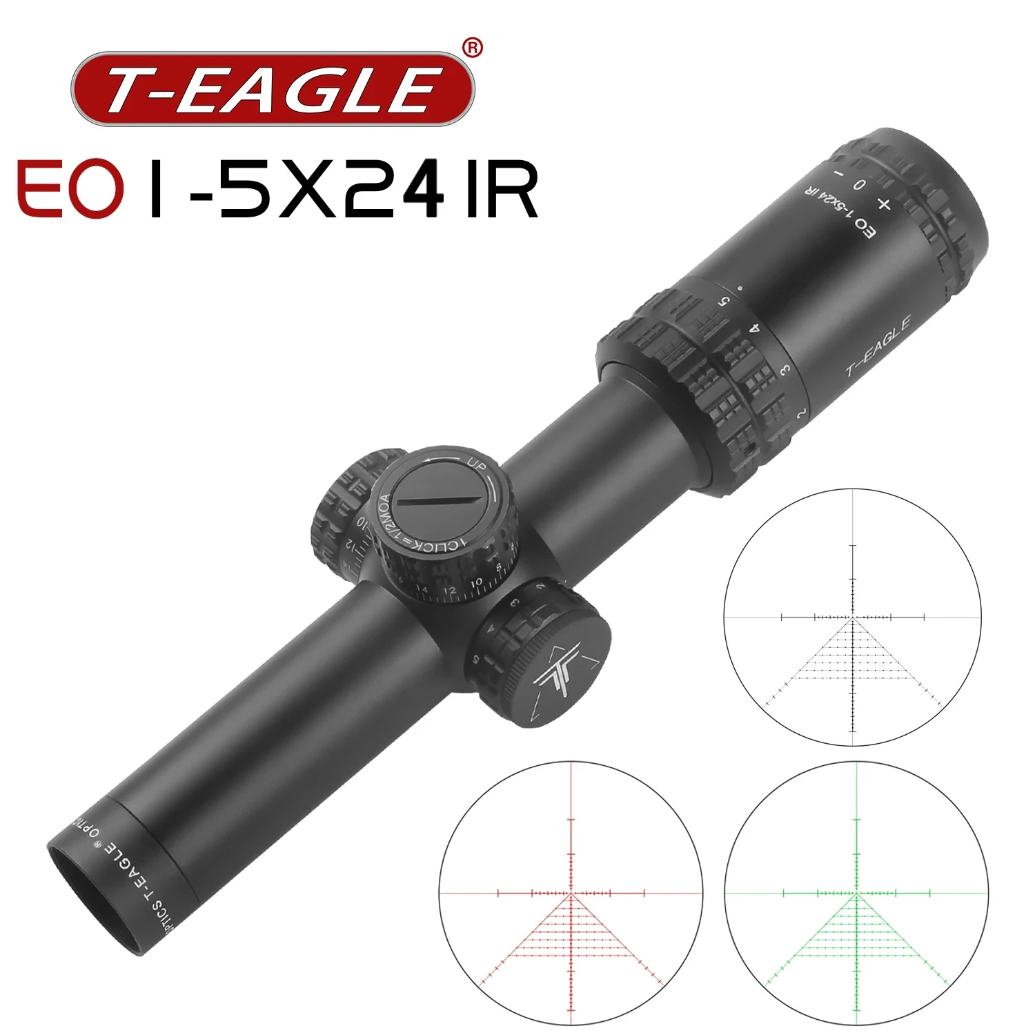 

T-EAGLE EO 1-5X24 IR Tactical Rifle Scope Wide Angle Airsoft Riflescope Hunting Optics Shooting Gun Sight Red Green Reticle