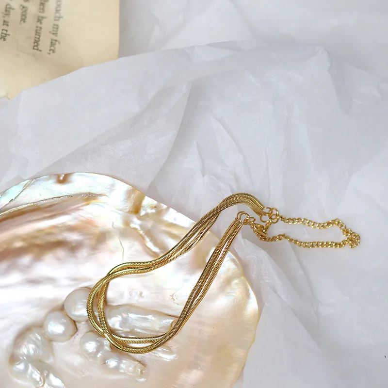 

Женский двухслойный браслет-змея, браслет-цепочка из титановой стали с позолотой 18 карат, в стиле панк-рок