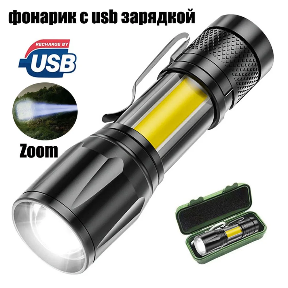 

High Power Rechargeable LED Flashlight Mini COB Torch Pen Clip Light Outdoor Camping Lamp Lantern Waterproof Tactical Flashlight