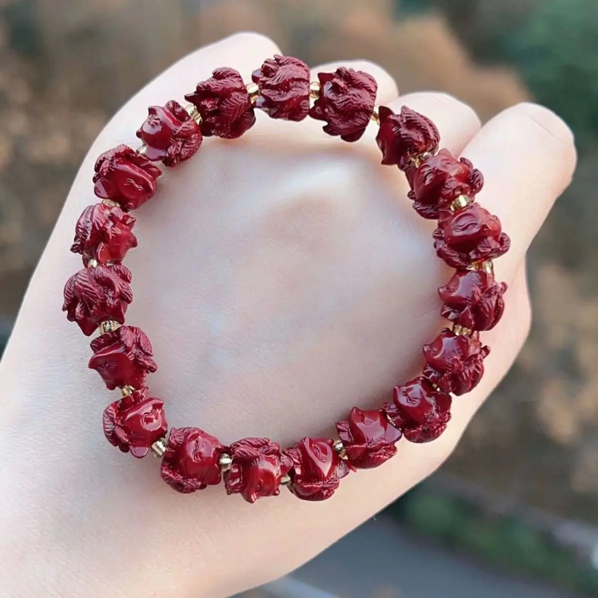 Натуральная киноварь Тосканская девятихвостая лиса 1 полный круглый браслет для