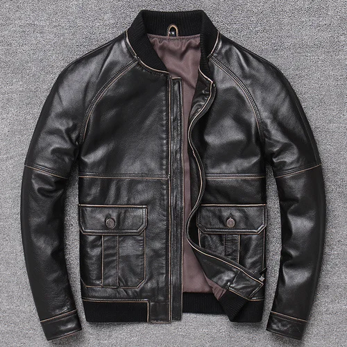 

Jacket Men's Leather Motorcycle 100% Real Cowhide Coat Korean Fashion Mens Jackets Plus Size 4xl 2023 Veste Homme Pph4908