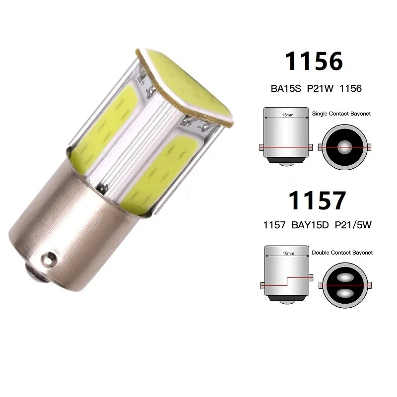 

1 шт. 1156 P21w Ba15s 1157 Bay15d P21/5 Вт светодиодный COB автомобильный стоп-сигнал, белые, красные, желтые автомобильные лампы, задний указатель поворота, парковочный фонарь, 12 В