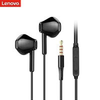 original lenovo xf06 wired headphones noise canceling in ear headset wired earphones with mic earbuds in line control for phones