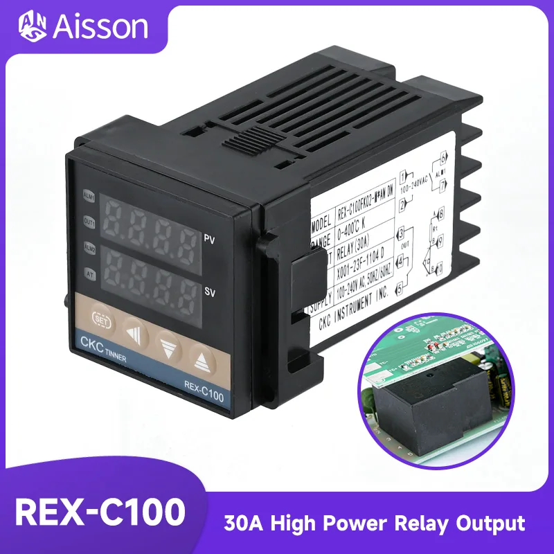 

30A High Power Relay Output REX-C100FK02-M*AN DN PID Temperature Controller Digital Display Thermostat AC 100-240V Without Alarm