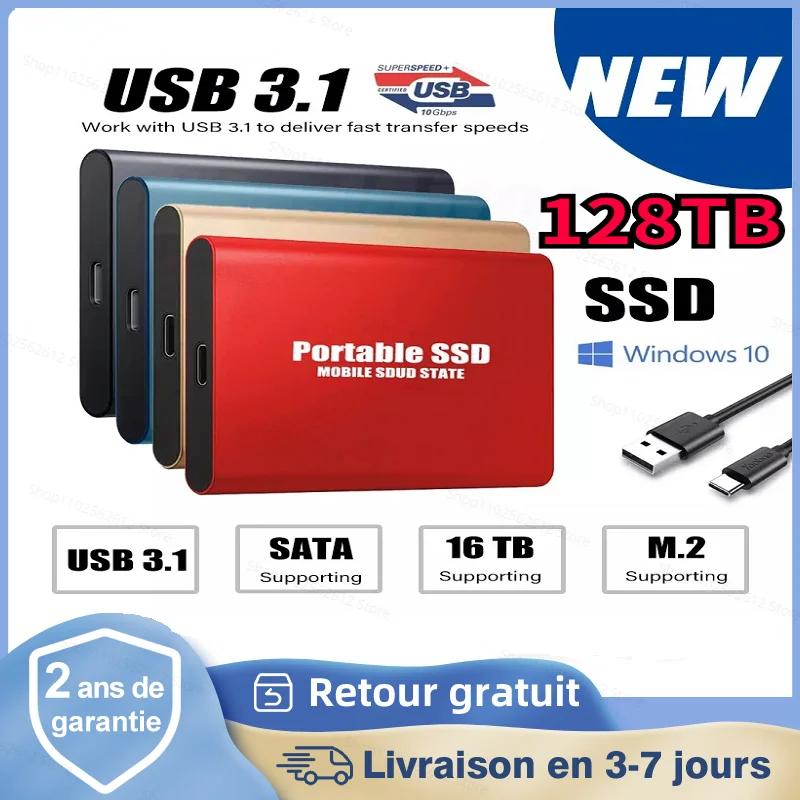 

2023 New High-speed External Hard Drive 500GB 1TB 2TB 4TB 8TB 16TB USB3.1 SSD 2.5 Inch Portable SSD 32TB Hard Disk for Laptop