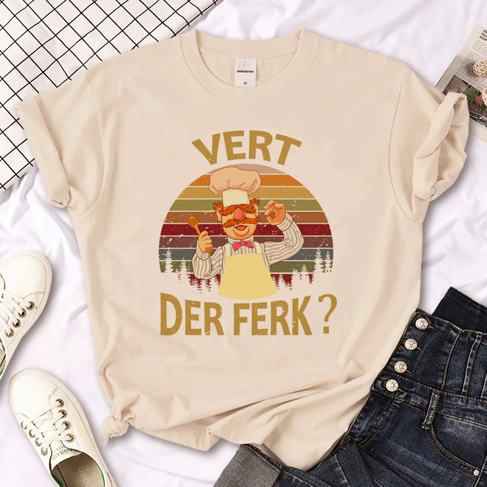 

Vert Der Ferk cook Swedish Chef top women comic funny Tee female harajuku 2000s streetwear clothing