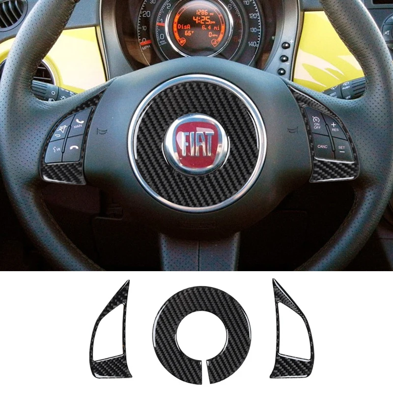 Фото Для Fiat 500 ABARTH 595 2010-2015 автомобильный руль, крышка кнопки, декоративная наклейка, модификация в углеродном стиле, аксессуары №3
