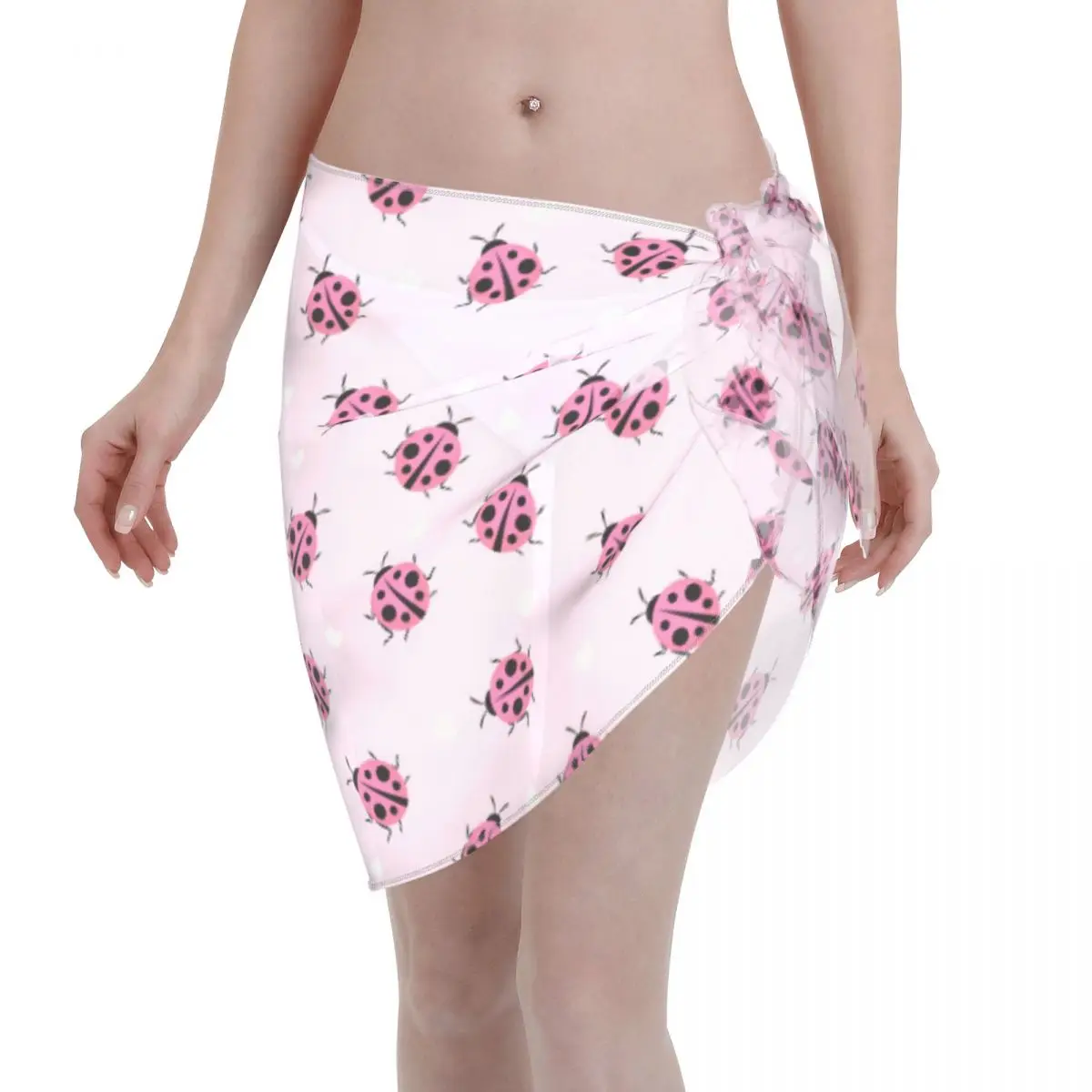 

Sexy Women Ladybug Ladybird Insect Lover Polyester Pareo Swimwear Cover Ups Skirt Bikini Cover Up Beach Short Skirts