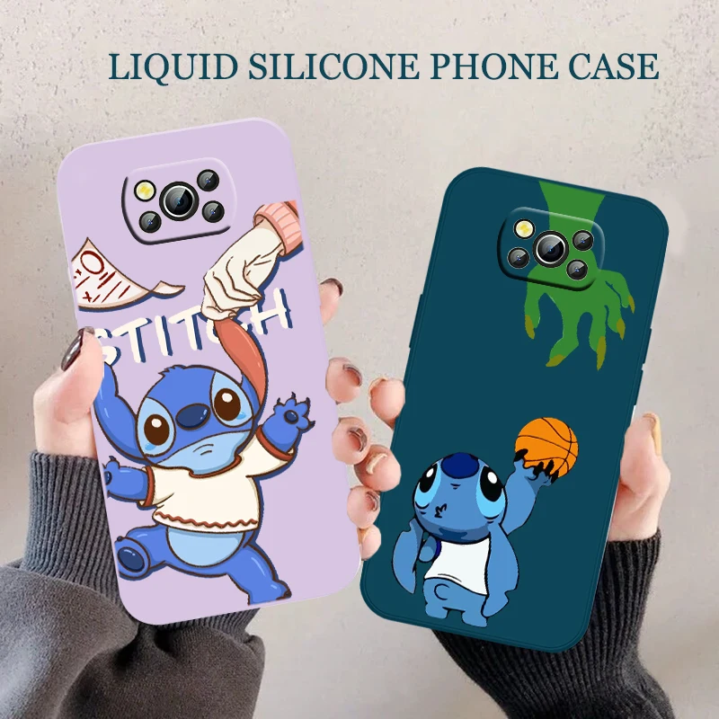 

Disney Lilo Stitch Phone Case For XiaoMi POCO X2 X3 X4 GT NFC Pro M3 M4 Pro F3 F4 GT C3 C31 C40 Liquid Rope Funda Cover Soft TPU