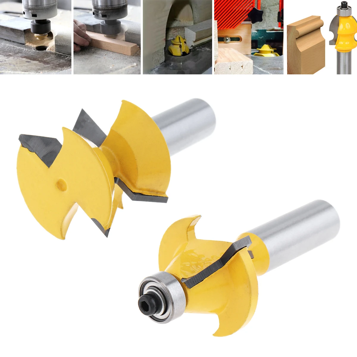 

2pcs / set 1-1/2 Inch Milling Cutter 1/2 Inch Shank and 120 Degree Tenon for Particle Board / Multi-Layer Board / Solid Wood