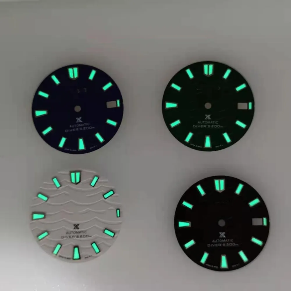 NH35 Dial Green Luminous Abalone Modified NH36 Movement Matte Pattern Literally Watch Accessories Size 28.5mm