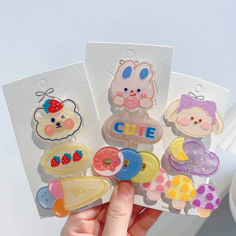 

Милые Мультяшные яркие цветные заколки для волос принцессы для девочек милые заколки для волос медведя кролика детские подарки для новорож...