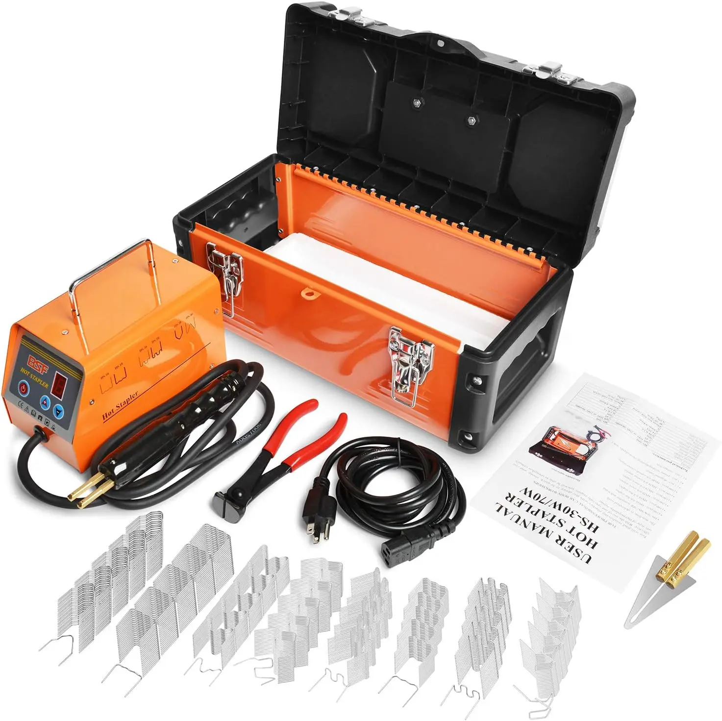 

Welder Kit with 800pcs Hot Staples, 5-Level Adjustable Power, 110V Hot Stapler Bumper Plastic Repair Welding Kit