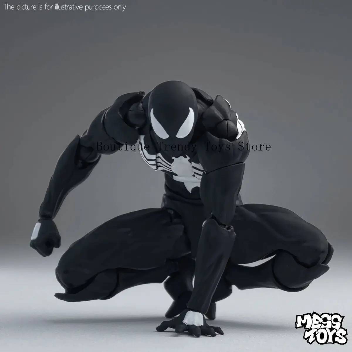 Фото В наличии CT MESS TOYS Черная фигурка Симбиота-Человека-паука Венома в боевом костюме, многосуставная подвижная коллекционная модель. №4