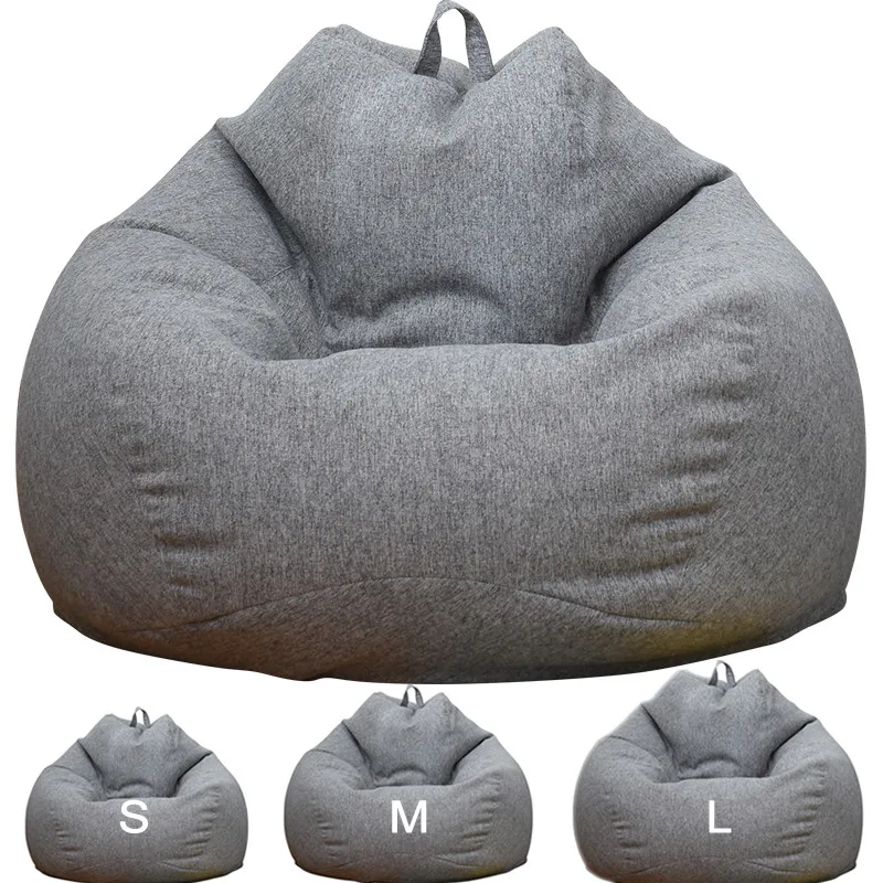 

Large Small Lazy Sofas Cover Chairs without Filler Linen Cloth Lounger Seat Bean Bag Pouf Puff Couch Tatami Living Room Beanbags