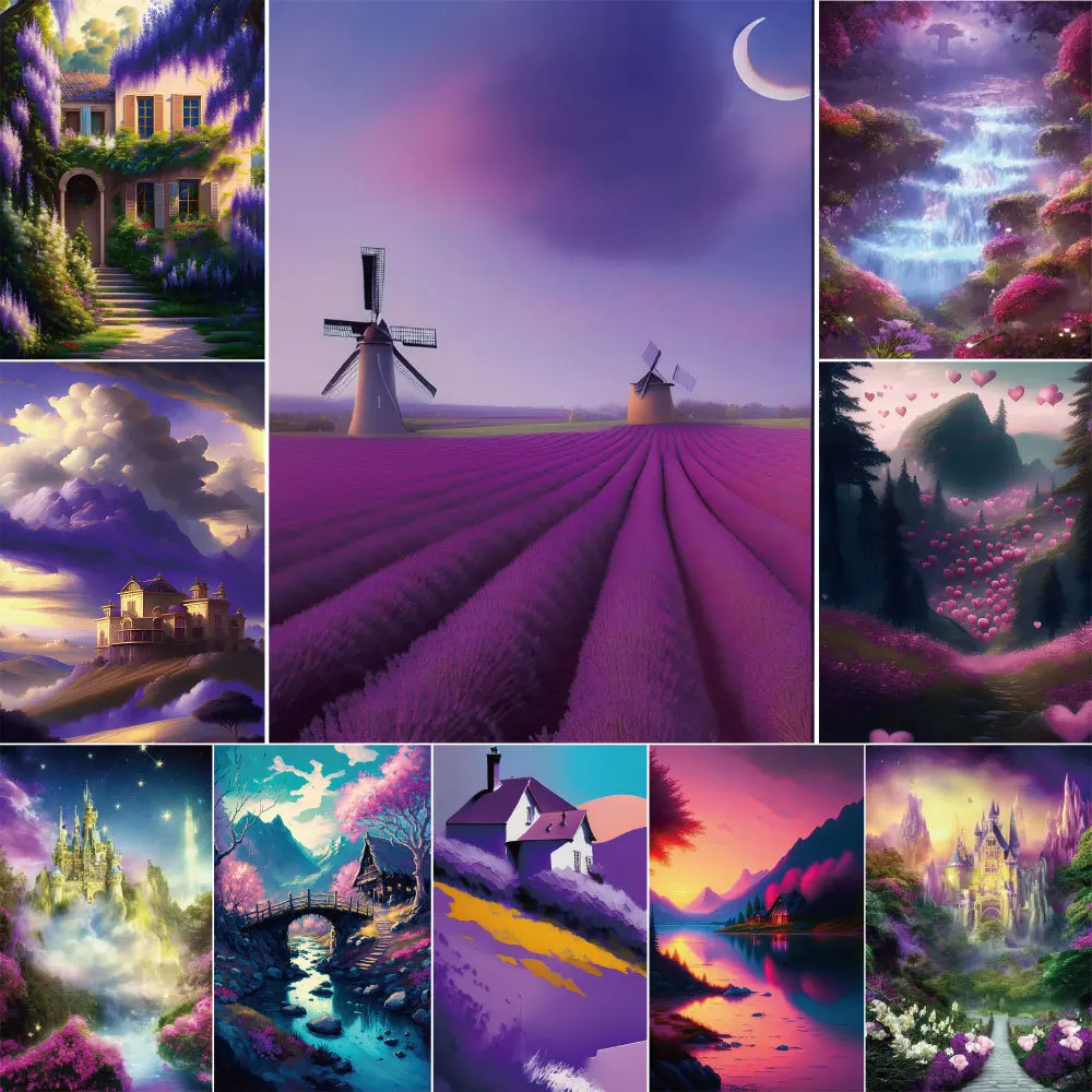

Purple Landscape Painting By Numbers Kit Oil Paints 40*50 Paiting By Numbers Home Decoration For Children Handicraft Handiwork