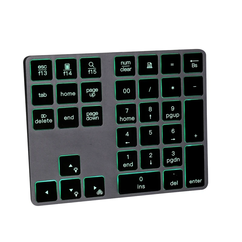 

Wireless bluetooth Number Pad For Laptop Rechargeable Numeric Backlit Keypad 34 Keys Aluminum Numpad Keyboard For Mac Windows