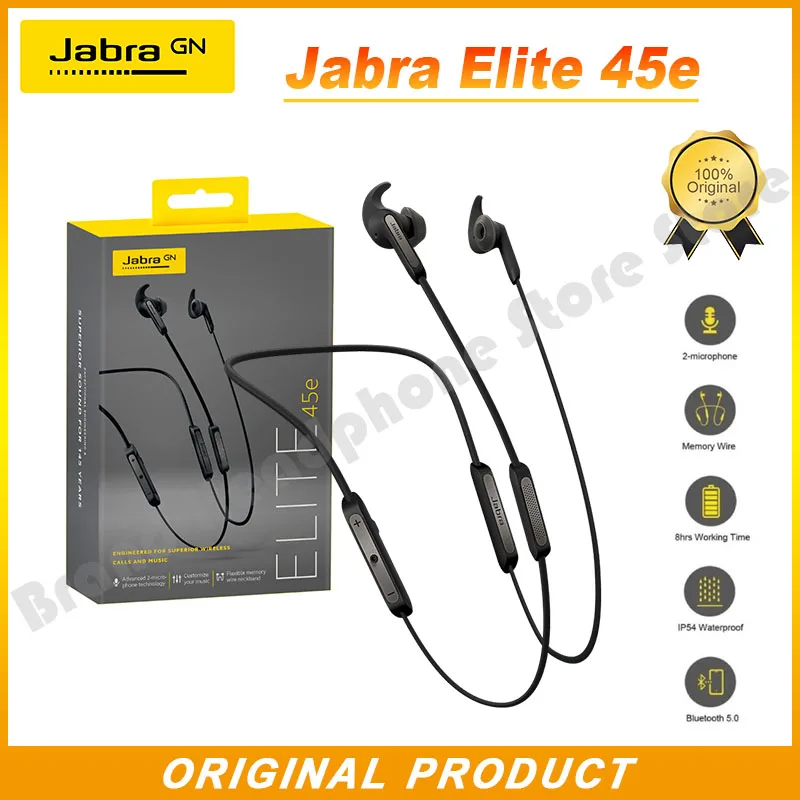 

Original Jabra Elite 45e Alexa Enabled Wireless Bluetooth In-Ear Headset Noise-cancellation Headphones Sport Neckband Earphones