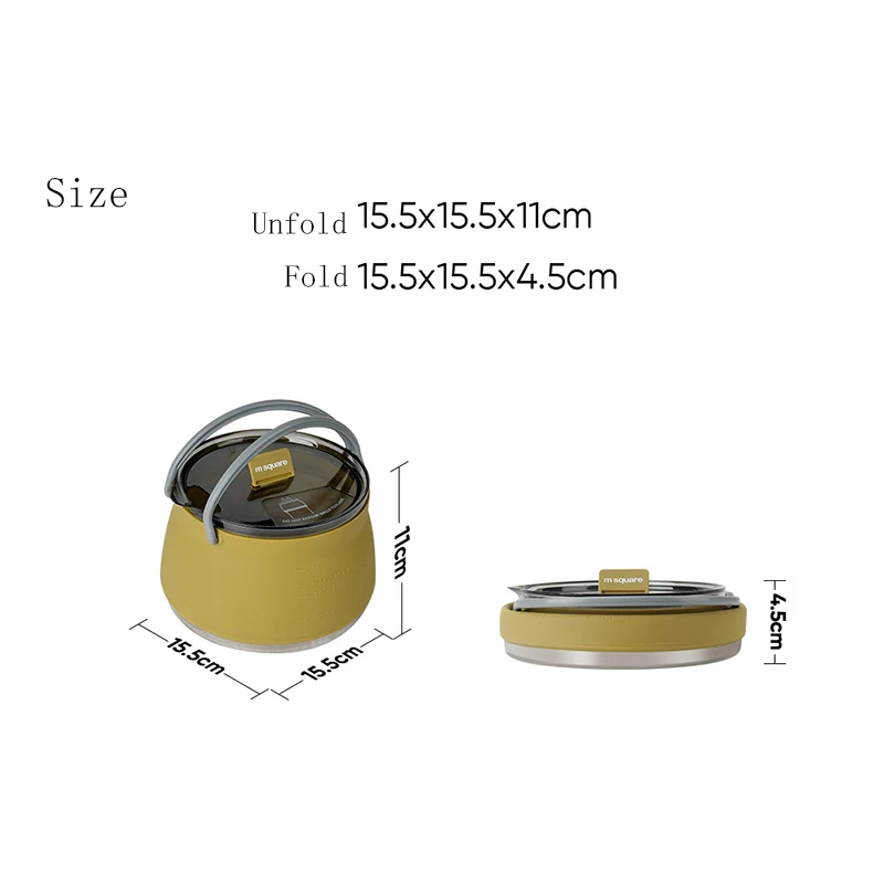 1L Folding Silicone Kettle Portable Outdoor High Temperature Eesistant Open Flame Cassette Stove Mixed Material Camping Cooker - купить по