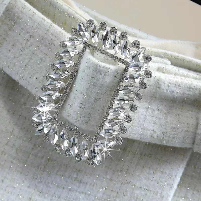 Retro Small Fragrance Wide Leg Wool Shorts Women Winter High Waist Bright Silk A-line With Belt