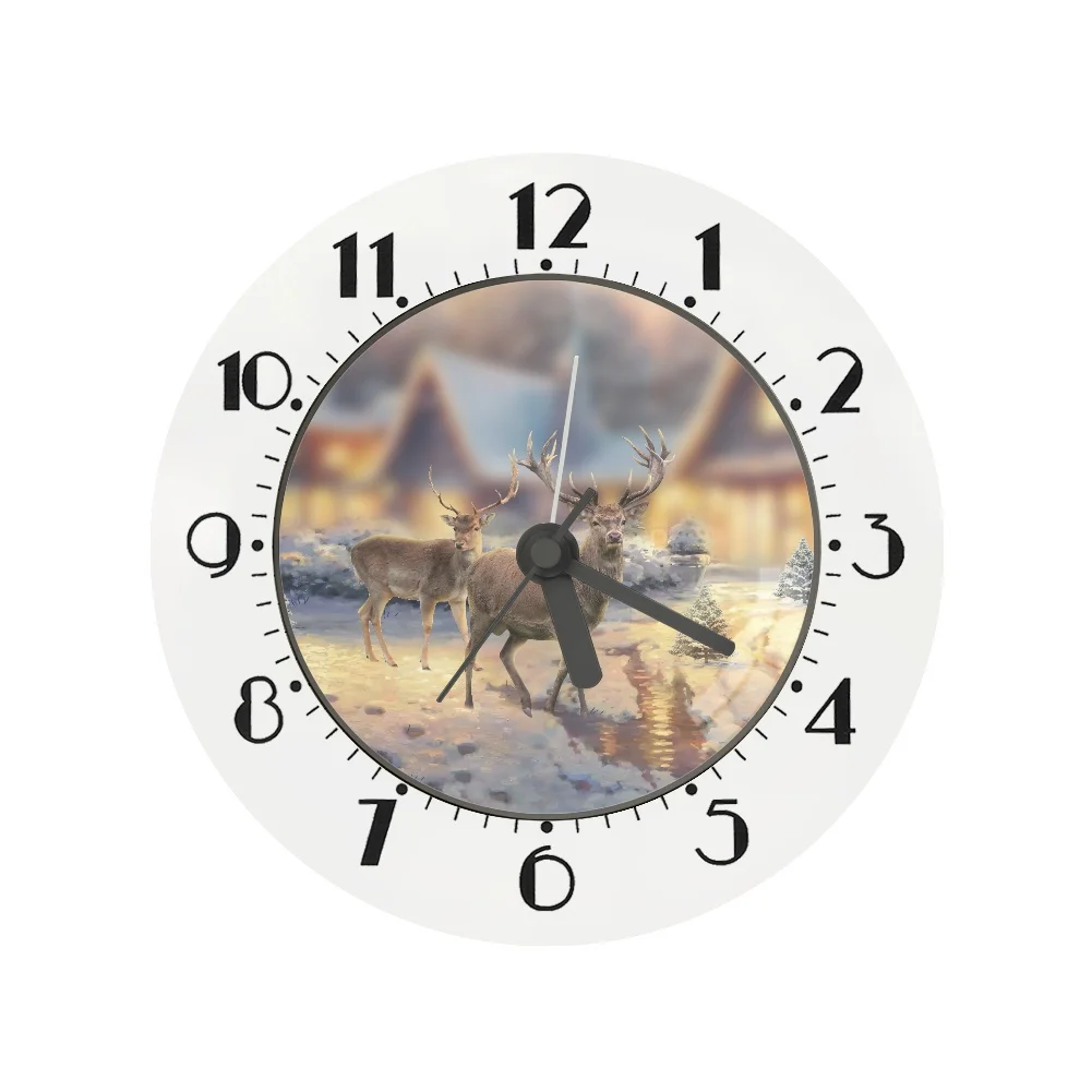 Aurora Deadwood Snow And Elk Clock Wall Hanging Table Decoration Table Clock Custom Alarm Clock Child