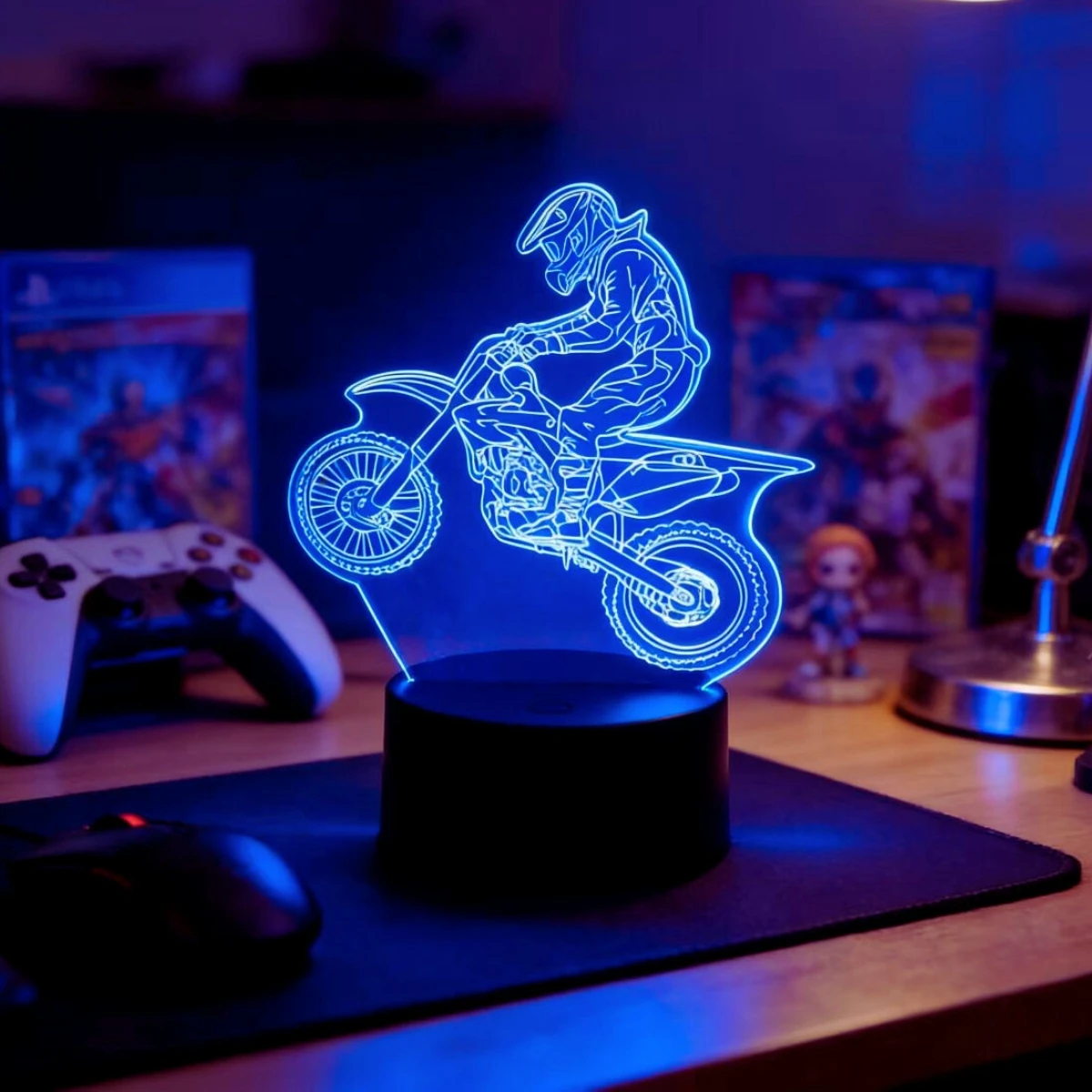 

3D-ночник В Виде Мотоцикла, Красочный Настольный USB-светильник, Современный Геометрический Дизайн