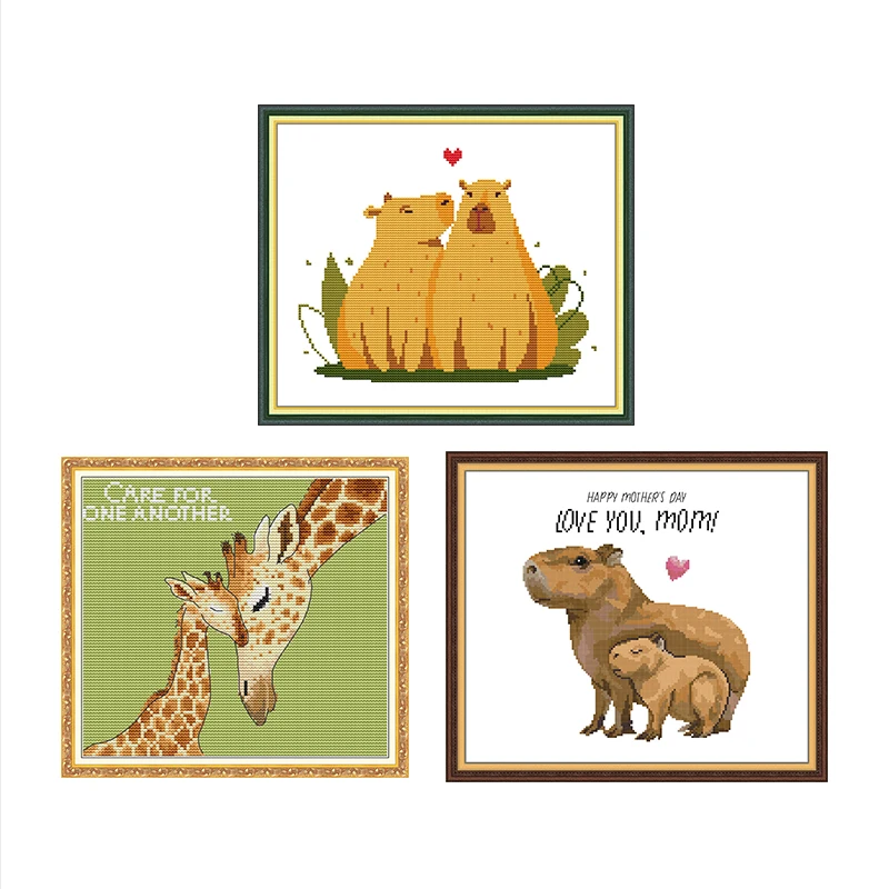 

Mother Love Animal Series Printed Cross Stitch Kits 14CT 11CT White Count Canvas Fabric Embroidery Set DIY Hand Sewing Home Deco