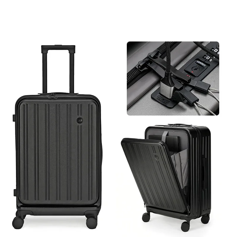

Multifunctional Small Boarding Travel Suitcase Women Durable Rechargeable Front OpenCabin Light Trolley Luggage G2120-G2124 C1