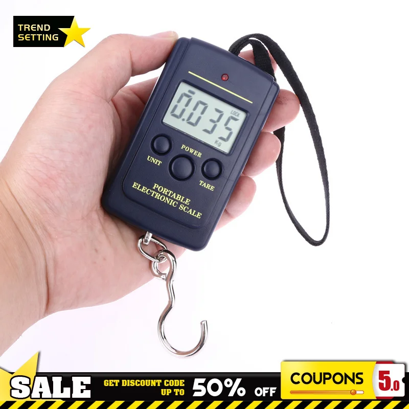 

40kg/10g Digital Handy Scales Electronic Hand Scales For Fishing Lcd Pocket Digital Electronic Hanging Hook Scale Luggage Tool